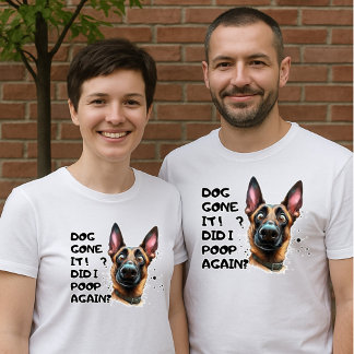 Camiseta Cachorro se foi! Fiz cocô de novo? Cão Shephard En