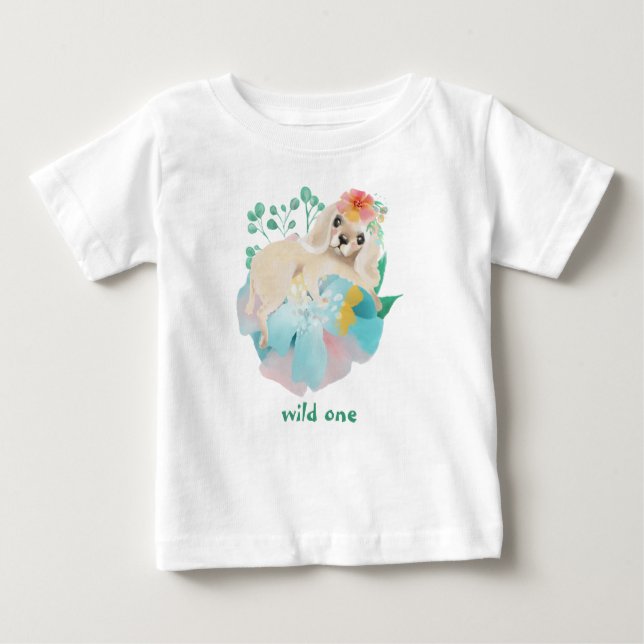 Camiseta Cachorro Selvagem Um Bebê Primeiro Aniversário (Frente)