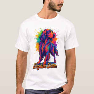 Camiseta Cachorro Setter Inglês Vibrante Arte Pop