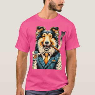 Camiseta Cachorro Sheltie Charuto E Uísque