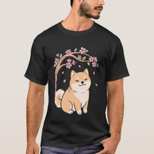 Camiseta Cachorro Shiba Fofo Sakura Japonês Kawaii Flor de