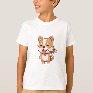 Camiseta Cachorro Shiba Inu Adorável e Suado no Verão para