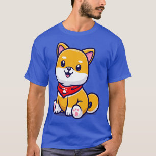 Camiseta Cachorro Shiba Inu Cujo Cachorro Está Sentado Com