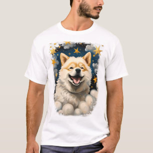 Camiseta Cachorro Shiba Inu Estrelas Nuvens