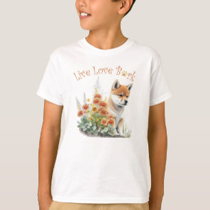 Camiseta Cachorro Shiba Inu Floral Fofo