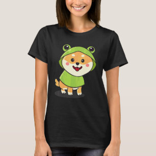 Camiseta Cachorro Shiba Inu Fofo Vestido de Rã Cachorro Dis