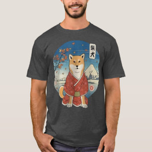 Camiseta Cachorro Shiba Inu Samurai Ukiyoe Samurai Dog Akit
