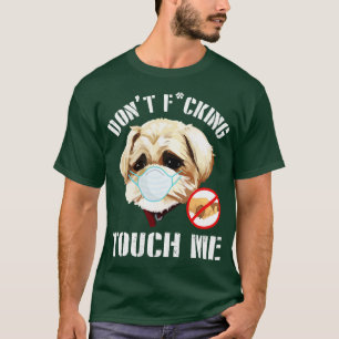 Camiseta Cachorro Shichon Com Máscara Rosto Não Me Encoste
