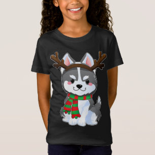 Camiseta Cachorro Siberiano Bonito Oferece Xmas De Natal En