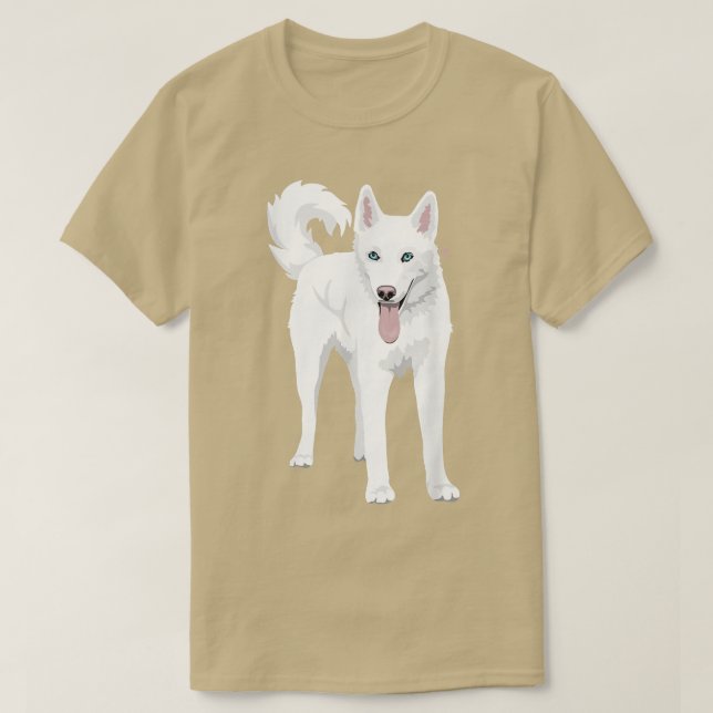 Camiseta Cachorro Siberiano Husky branco e bonito (Frente do Design)