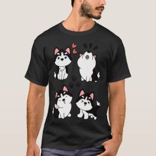 Camiseta Cachorro Siberiano Husky Pomsky Negro