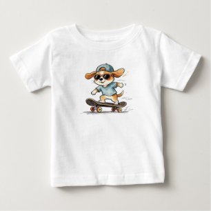 Camiseta Cachorro Skate Puppy Legal Usando Óculos de Sol e