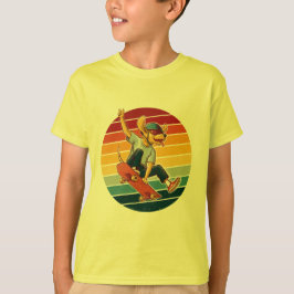 Camiseta Cachorro Skatista Pôr do Sol Retro