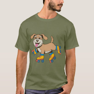 Camiseta Cachorro Sobre Skates De Cilindro Seguindo Eu Vejo