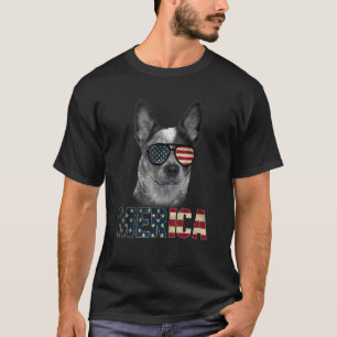 Camiseta Cachorro-Sol Australiano USA Flag Merica 4