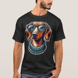 Camiseta Cachorro Sólido Com Óculos Estilo De Pop