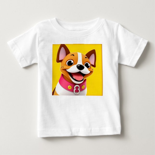 Camiseta Cachorro Sorrindo Ilustrado Com Coleira (Frente)