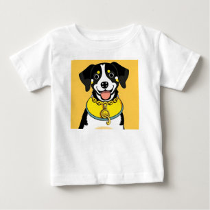 Camiseta Cachorro Sorrindo Ilustrado Com Coleira