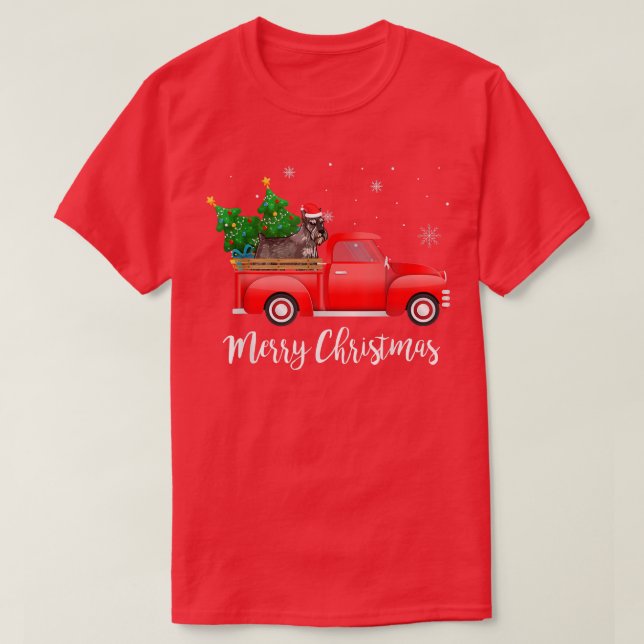 Camiseta Cachorro Standard Schnauzer Andando no Natal de Ca (Frente do Design)