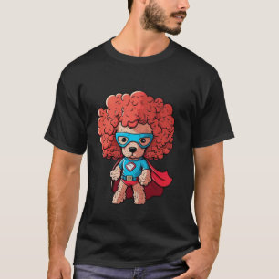 Camiseta Cachorro Super-Herói Poodle Cape Vermelho