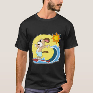 Camiseta Cachorro Surfando Prancha de Surfe Verão