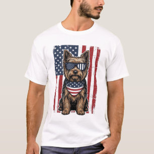 Camiseta Cachorro Terrier Patriótico Desenho Vetorial de Ba