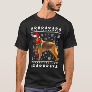 Camiseta Cachorro Tervuren Belga Chapéu de Papai Noel Natal