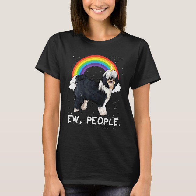 Camiseta Cachorro Tibetano Arco-íris Ew Pessoas Unicórnio C (Frente)