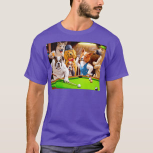 Camiseta Cachorro tocando bilhar