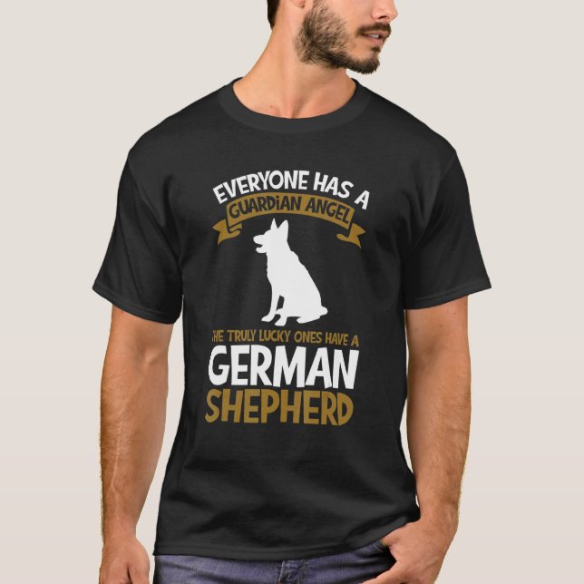 Camiseta Cachorro  Todos Têm um Anjo da Guarda Pastor Alemã (Frente)