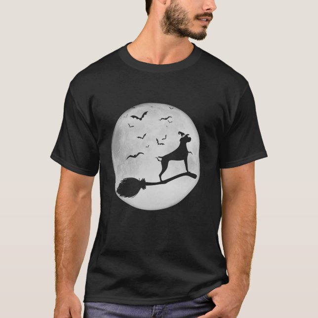 Camiseta Cachorro Vassoura-de-bruxa-lua cheia Cachorro Dia  (Frente)