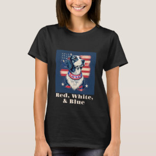 Camiseta Cachorro Vermelho, Branco e Azul