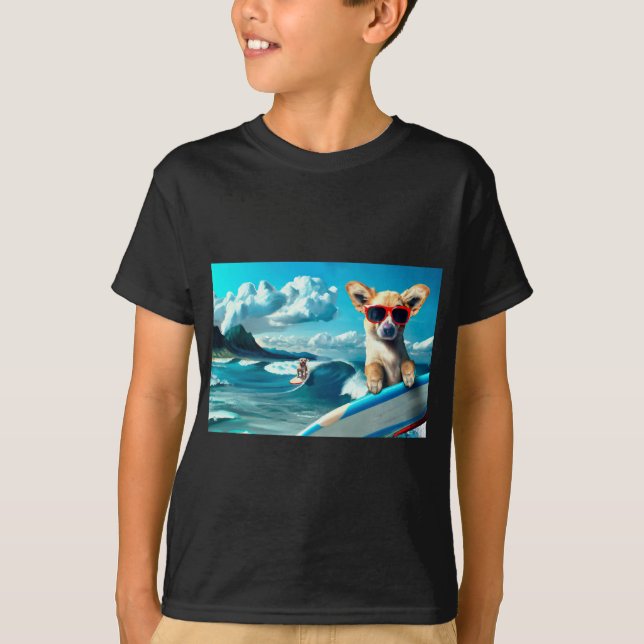 Camiseta Cachorro Vestindo óculos escuros Arte AI (Frente)