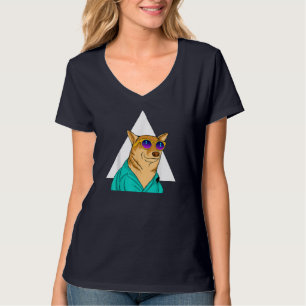 Camiseta Cachorro Vestindo óculos escuros Engraçado Pet Bon