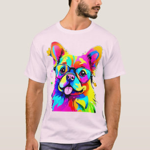Camiseta Cachorro Vibrante: Arte Abstrata de Cachorro