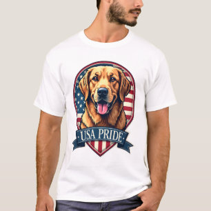 Camiseta Cachorro Vintage Orgulho EUA Golden Retri