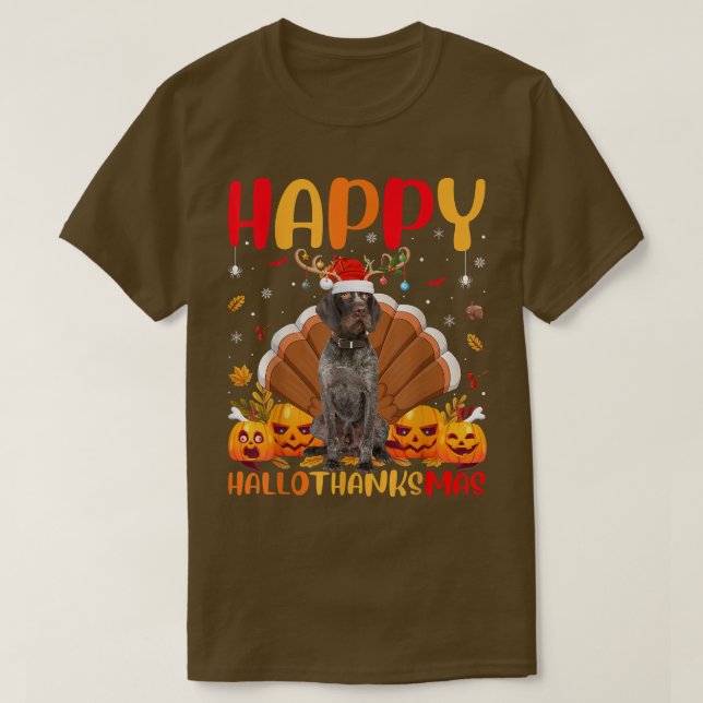 Camiseta Cachorro Voador Feliz Alemão Pointer Cabeado Cacho (Frente do Design)