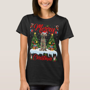 Camiseta Cachorro Weimaraner Luzes Papais noeis de Árvore d