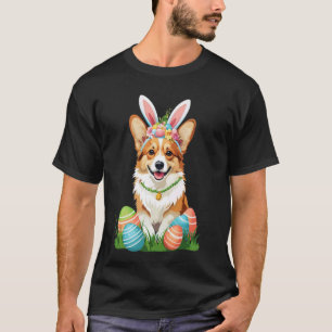 Camiseta Cachorro Welsh Corgi com Ovos de Páscoa de Orelhas
