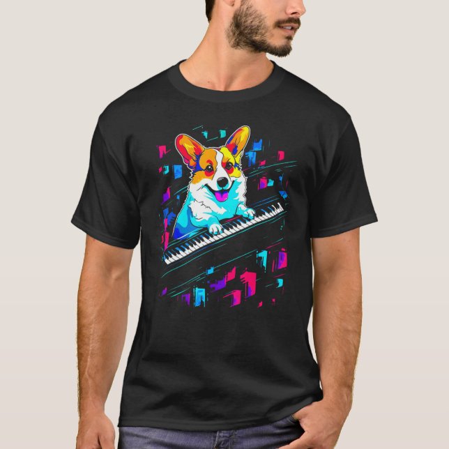 Camiseta Cachorro Welsh Corgi Piano (Frente)