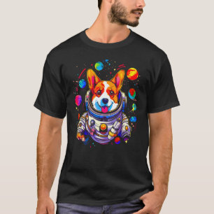 Camiseta Cachorro Welsh Corgi Planeta Espaço Astronauta