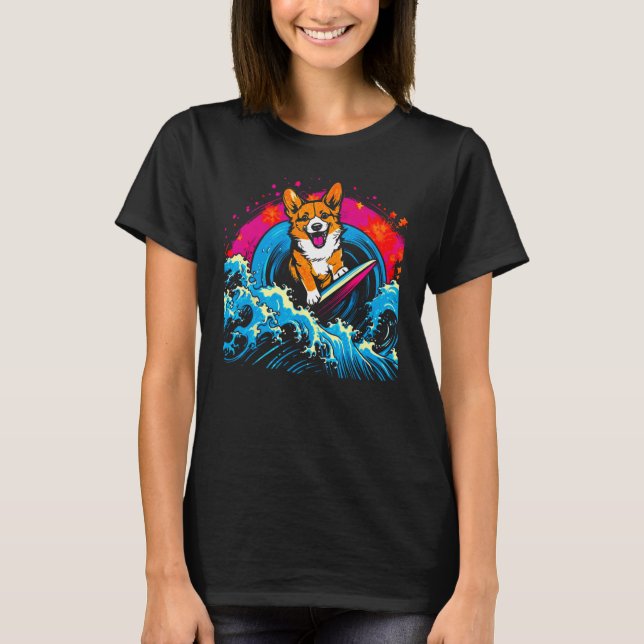 Camiseta Cachorro Welsh Corgi Surf (Frente)