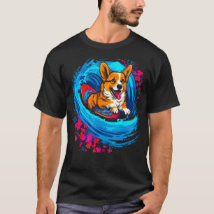 Camiseta Cachorro Welsh Corgi Surfista