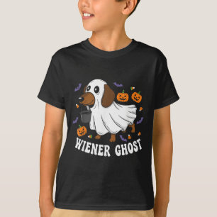 Camiseta Cachorro Wiener Fantasma Engraçado Dachshund Hallo