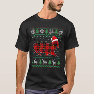 Camiseta Cachorro Xadrez Vermelho Luzes de Natal Feias Cach