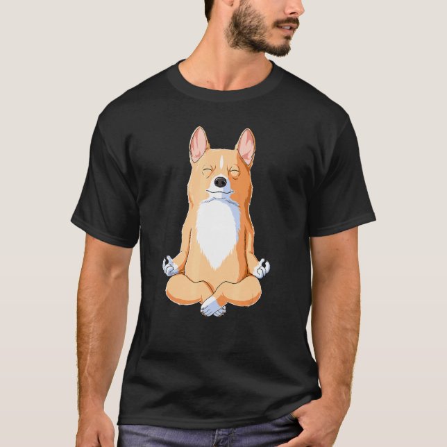 Camiseta Cachorro Yoga Corgi (Frente)
