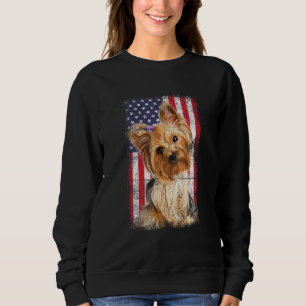 Camiseta Cachorro Yorkshire Terrier Bandeira Americana Vint