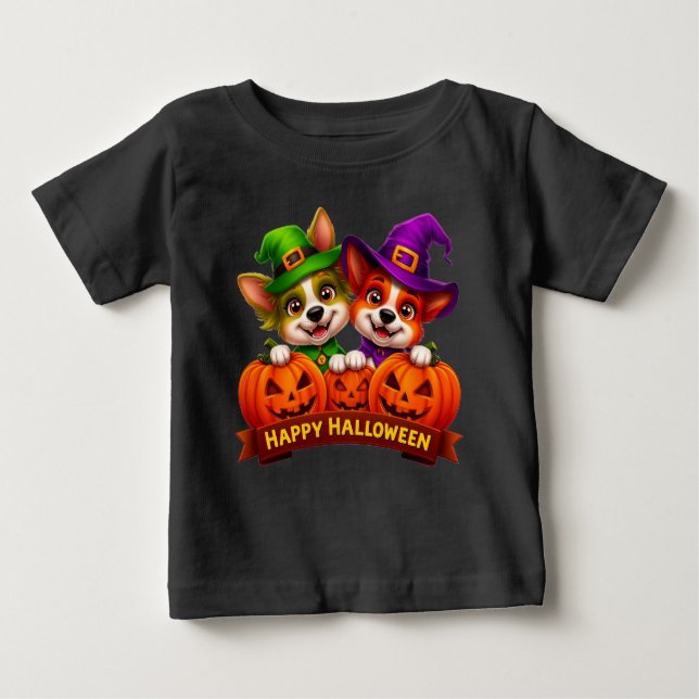 Camiseta Cachorros Adoráveis em Figurinos de Halloween (Frente)