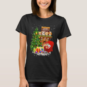 Camiseta Cachorros Bonitos Pela Lareira Cachorro De Natal F