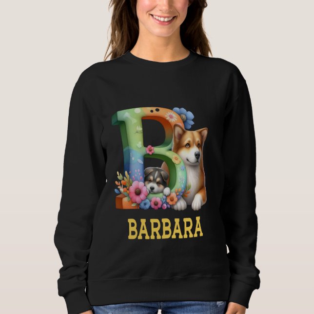 Camiseta Cachorros Cachorros - Letra Barbara Name Rainbow D (Frente)